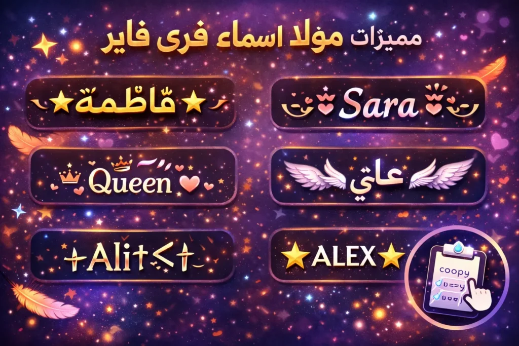 زخرفة اسماء فري فاير بالعربي